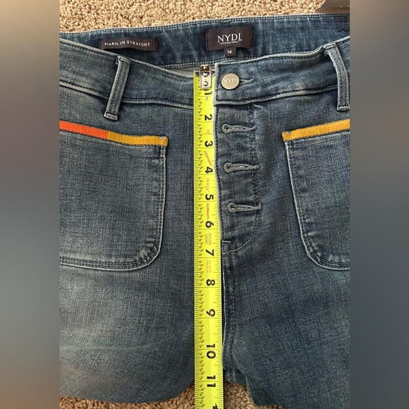 NWT NYDJ Woman’s Marilyn Straight Raw Hem Multi Color Pocket  Cropped Jean - Picture 13 of 16
